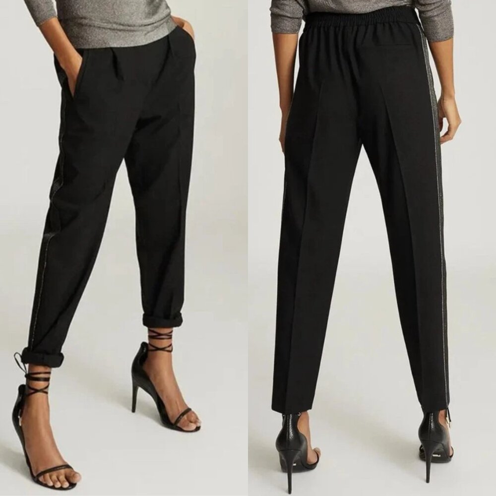 Reiss Black‎ Jay Tuxedo Stripe Jogger Pants